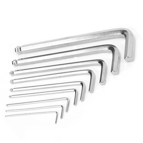 Heavy Duty Hex Key Set With Nine Durable Chrome Vanadium Wrenches Perfect For DIY Repairs And Home Workshop Jobs In All Sizes From Small To Large. 9-piece chrome vanadium hex key set