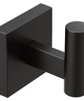 Triva Matte Black Single Towel Or Robe Hook For Bathrooms And Closets No Drama Install, bold matte black finish, angled view.