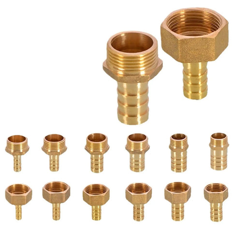 Brass Pipe Fitting Set 6mm 8mm 10mm 12mm 14mm 16mm Hose Barb Tail With BSPT Male Connector 1/8 3/8 1/4 Copper Coupler Adapter