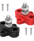 12V 250A Power Distribution Block Set With Single 5/16 Inch Studs, Positive And Negative Battery Post Junction Blocks for Marine Automotive