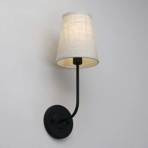 Two Pack Vintage Linen Fabric Shade Wall Sconces Hardwired Bathroom Vanity Lights Black Finish Industrial Wall Mount Fixture For Bedroom Living Room For Any Room Style, single sconce view