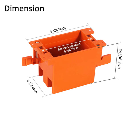 Dimensions of Three Pack Single Gang Electrical Outlet Box 14 Cubic Inch Old Work Box UL Listed Thermoplastic Construction