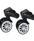 Silent And Smooth Rolling Luggage Wheel Replacement Kit Featuring Rock Solid Steel Axles With Super Flexible 360 Degree Swiveling Casters For Travel Gear Sets, black PVC design.