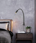 Wall Mounted Reading Light With Touch Dimmer LED 3W Warm White 3000K Black Metal Gooseneck Adjustable Arm beside bed