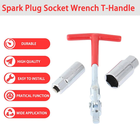 Universal Spark Plug Socket Wrench Set With T Handle Go To Tool For 16mm Five Eighths And 21mm Thirteen Sixteenths displayed in image