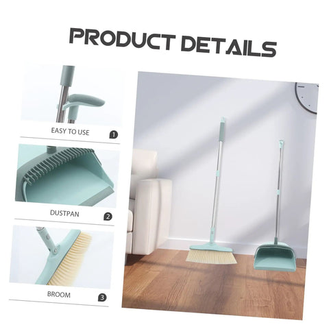 Top Shelf Long Handle Dustpan And Broom Set For All Hard Floors, No Sweat Sweeping Kit For Wood Tile And Laminate, image showing dustpan and broom set.