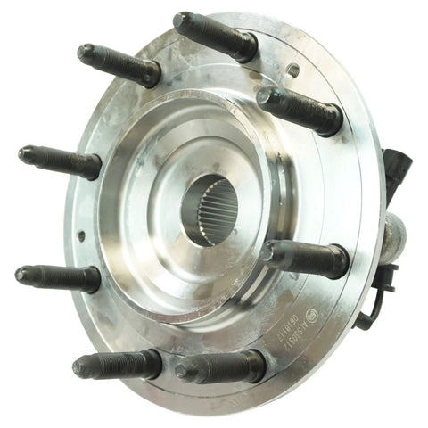 Front view of Front Left And Right Wheel Bearing And Hub Assembly Set For 4x4 SRW Chevy Silverado Sierra 2011 To 2019 2500HD 3500HD
