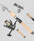 Two Piece Carbon Fiber Spinning Rod And Reel Combo With 12 Plus 1 Shielded Bearings, stainless steel ball bearings, cork handle