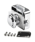Close-up of Push Button Latch Kit for RVs and Campers, 5 Pack Cabinet Locks and Door Catches with screws and bracket
