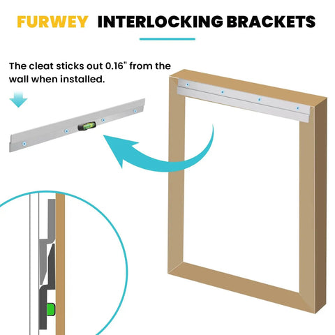 Badass Heavy Duty Aluminum French Cleat Hanger Keeps Your Wall Art And Shelves Rock Solid So You Dont Sweat It 12 Inch pair with level and interlocking brackets.