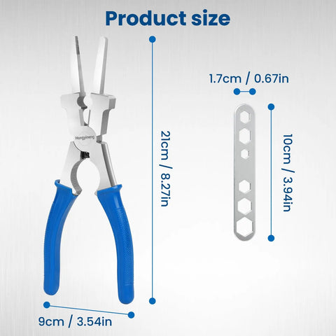 8 Inch MIG Welding Pliers With Comfort Grip For Pros And DIYers multi function wire cutter tool dimensions illustration