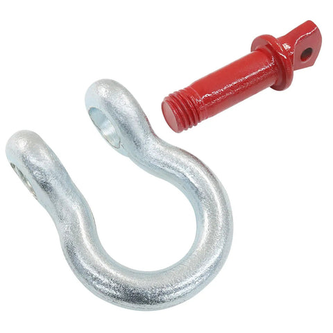 Two Pack Half Inch D Ring Shackles, 2 Ton Galvanized Screw Pin Anchor Shackles For Vehicle Recovery, Rigging, Towing And Heavy Lifting, Built Tough And Corrosion Resistant Zinc Plated. Galvanized D-ring shackle with screw pin, angled view
