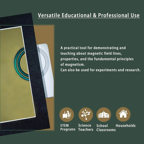 4 By 4 Inch Magnetic Field Viewing Film With Visual Magnetic Field Lines Display, ideal for science projects and classrooms.
