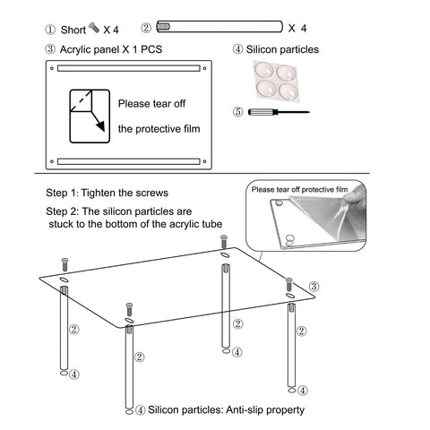 Clear Acrylic Cabinet Organizer And Kitchen Countertop Spice Rack Slick Multi Tier Shelf Riser assembly instructions with materials.