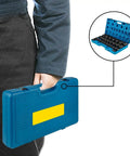 Heavy Duty 3/4 Inch Impact Socket Kit With Shallow Drive Plus Deep Socket 29 Piece Chrome Vanadium Set Featuring 6 Point Grip Design For Lug Nut Removal And Tough Jobs Comes Zippered Carrying Case blue case with 29 sockets