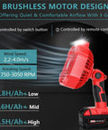 Cordless Jobsite Fan With LED Light And Remote Control 18V Battery Powered 3 Speed 4 Hour Timer feature list
