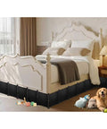 Hella Durable Under Bed Blocker And Pet Barrier With Solid Resin Build For Furniture Skirting, shown blocking space under a bed.