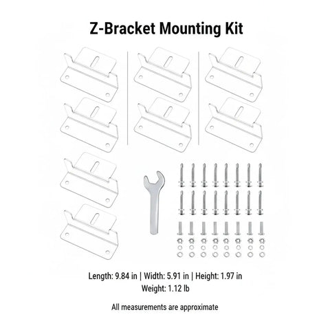 Flat Solar Panel Mounting Kit With Z Bracket Aluminum Hardware For Mobile And Marine Use Eight Pack Includes Wrench