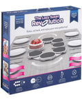 Expandable Lazy Susan Turntable In Dark Gray Full Set For Rectangular And Oblong Tables packaging on display