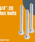 T Track Knob Kit With Mini Hold Down Clamps For Woodworking Jigs And Fixtures Includes 2 Mini Clamps 2 T-Bolts 5/16-18 X 3-1/2 Inch 12 Washers 2 Five-Star Knobs 10 1/4-20 Thru Hole Knobs And 10 1-1/2 Inch Hex Bolts, showing 1/4-20 hex bolts