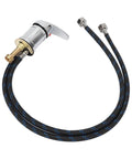 Commercial Grade Barbershop Shampoo Basin Faucet Mixing Valve Featuring Slick Ceramic Drip Free Control and Go Anywhere Flex Hose close-up view.