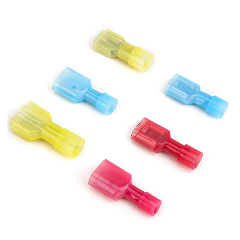 Grab this awesome 200 Piece Spade Quick Disconnect Connectors Kit With Insulated Electrical Terminals And Male Female Wire Crimp Ends Perfect For Any Busted Wiring Job Or DIY Fix It Yourself Project Today, assorted insulated spade terminals