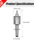Live Center For Lathe CNC 2MT 60 Degree Morse Taper Long Spindle Tool Built Tough With 220 Lb Load Capacity Ultra Precise 0.000197 Inch Accuracy Heavy Duty MT2 Lathe Center For CNC Machining product specifications diagram.