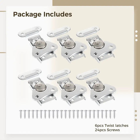 Butterfly Twist Latches Six Pack With Retainers And 24 Screws For Cases Boxes And Small Doors Durable 304 Stainless Steel Locking