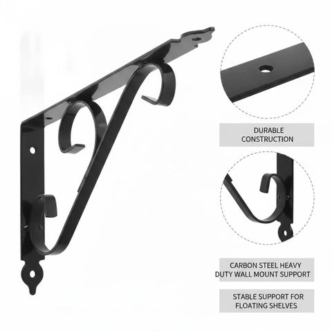 Carbon Steel L-Shaped Shelf Bracket Heavy Duty Wall Mount Support with durable painted finish, showing side and top views.