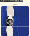 Heavy Duty Adhesive Mats To Trap Dust And Grime Effortlessly Peel And Replace Sticky Floor Pads For Cleanrooms Clinics And Construction Sites No Sweat Cleanup 300 Sheets Roll showing shoe soles on blue mat.