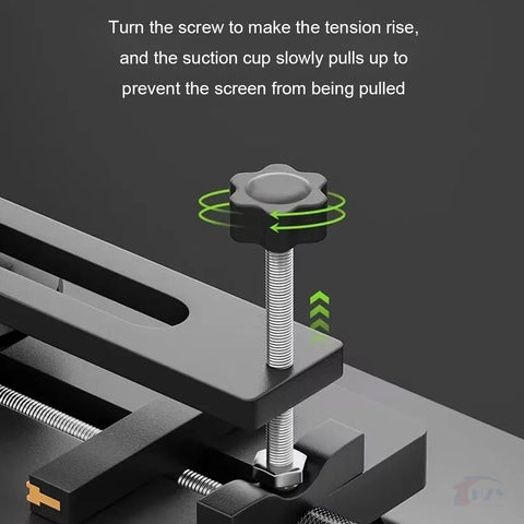 Close-up of a Universal LCD Screen Separator With Heating Free Opening Strong Suction Cup Portable Adjustable Display Removal Clamp showing tension knob mechanism.