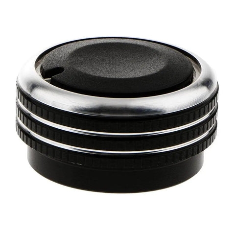 Up Your Auto Game With This Sleek Black Harayaa Car Air Conditioner Control Knob Kit Featuring Three Alloy Knobs For Vela Models Before 2006, Offering Superior Handling And A Premium Upgrade To Your Interior Dashboard Style Today. Black alloy A/C control knob, front view