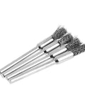 Four Pack 5mm Steel Wire Brushes Polishing Wheel Brush For Tools DIY Friendly Mini Burr Cleaning And Grinding Weld Prep Rust Removal