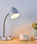 Sleek Marble Desk Lamp With Flexible Gooseneck Neck E26 LED Compatible Metal Build And Soft Glare Free Reading Light That Hits Different for desk setup.