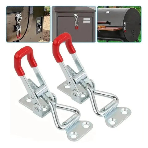 Five Piece Adjustable Toggle Clamp Latches Heavy Duty Holding Clamps For Smoker Lid Jig Tool Box Case Pull Latch With Secure Closure And Stable Clamping During Bumps And Vibration, stainless steel pair