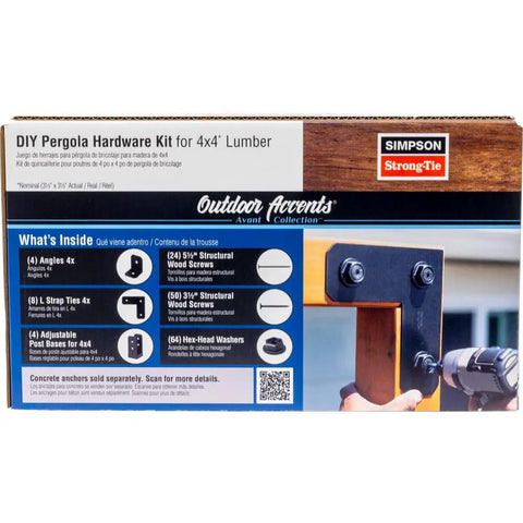 Outdoor Accents Pergola Hardware Kit In Black Powder Coated Steel With DIY Plans With Easy Install For 8x8 And 10x10 Open Top Pergolas Includes Straps Post Bases And Angle Connectors For A Sturdy Stylish Backyard Build