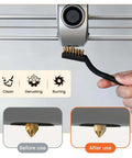 Person using copper wire brush from Pro Grade 3D Printer Nozzle Cleaning Kit With Soft Rubber Handle, 0.4mm Cleaning Needles And Copper Wire Brush.