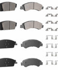 ILONPA front and rear semi-metallic brake pad set with hardware, 8 pieces