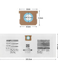 Image showing dimensions of Ultimate Bulk Vacuum Bag Kit For 15 To 22 Gallon Wet Dry Vacuums Type G 90663 9066300 Type J 90673 9067300 Plus VF2008 High Efficiency Disposable Dust Filter Bags 5 Pack Fits 2.48 Inch Inlets.