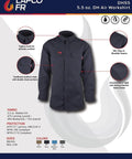 Mens Flame Resistant Work Shirt With Breathable Westex DH Air Fabric Built Tough For The Daily Grind Featuring Mic Loops Moisture Wicking Tagless Relief And Nomex Threaded Seams In Stone Gray, double chest pockets.