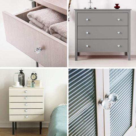 Crystal Knobs Set Six Pack Round Ball 42mm Cabinet Knobs With Screws For Dresser Drawers Cabinets Kitchen Bathroom Bedroom Living Room