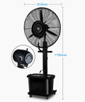 Top Shelf Oscillating Floor Fan Featuring Heavy Duty Motor And Three Speed Airflow Modes To Deliver Smooth Wide Angle Circulation For Instant Room Chilling In Commercial Spaces Or Greenhouses While You Stay Cool No Sweat Ever Again, black fan with 810mm diameter.