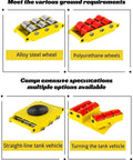 Tough As Nails Heavy Duty Electric Transfer Cart Makes Industrial Warehouse Heavy Lifting An Absolute Breeze With 360 Rotating Turntable Platform And Wireless Remote, featuring alloy steel and polyurethane wheels.