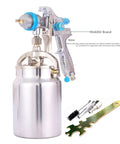 Professional HVLP Siphon Feed Spray Gun With 1000cc Non Drip Cup One Point Seven Millimeter Nozzle Fully Adjustable Fluid Pattern