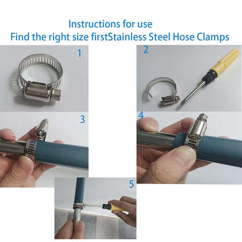 Beefy Adjustable 6 To 51 mm Hose Clamp 10 Pack Made Of 304 Stainless Steel Durable Rust Resistant Worm Gear Fuel Line Clips guide