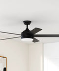 52 Inch Black Ceiling Fan With Light And Remote, Ultra Quiet DC Motor, Dimmable 3CCT LED, 6 Speeds, Reversible. Indoor installation