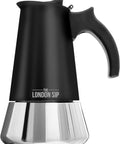 Stainless Steel Stovetop Espresso Maker Moka Pot With Matte Black Finish 10 Cup For Barista Quality Italian Coffee At Home