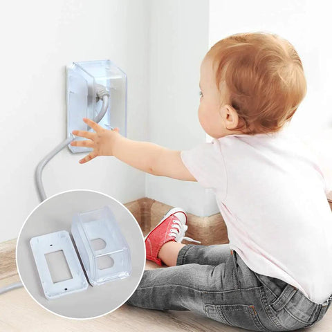 Clear Outlet Cover Box For Baby Safety, Large Plug Covers For Easy Babyproofing Of Sockets, Quick To Install And Use, Transparent, Kidproof Socket Protector For Home, 1 Pack