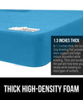 Extra Thick Supportive Foam Kneeling Pad 2 Pack, Built Like A Tank Large Cushion Knee Savers For Gardening, Baby Bath Time, Workouts And Home Projects, Dirt And Water Resistant, Seriously Super Kushy 17 By 11 Inch True Blue close-up of 1.3 inch thick foam surface.
