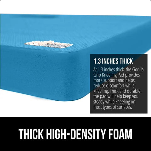 Extra Thick Supportive Foam Kneeling Pad 2 Pack, Built Like A Tank Large Cushion Knee Savers For Gardening, Baby Bath Time, Workouts And Home Projects, Dirt And Water Resistant, Seriously Super Kushy 17 By 11 Inch True Blue close-up of 1.3 inch thick foam surface.